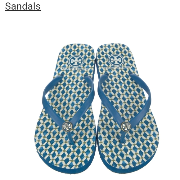 tory burch blue flip flops